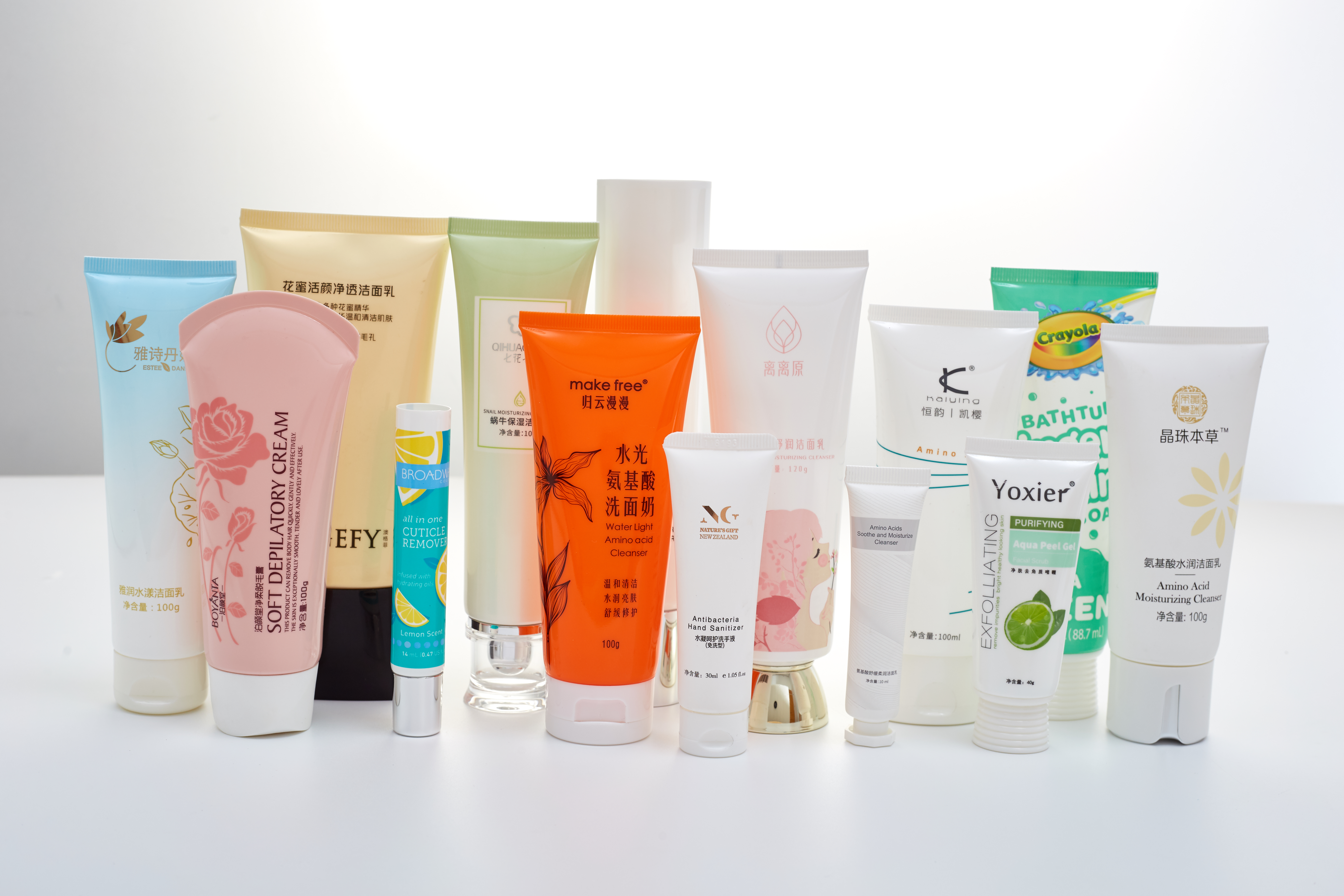 Empty PE Squeeze Face Wash Tube with Acrylic Cap Tubo de lavagem facial PE Squeeze vazio com tampa de acrílico