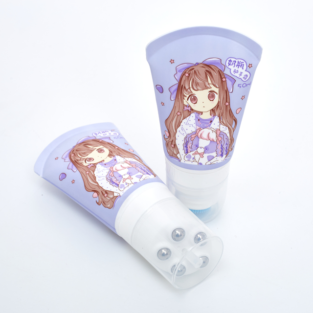 Tubo de plástico de loção corporal aplicador de bola de rolo de metal